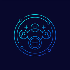 referrals, affiliate program icon, linear design