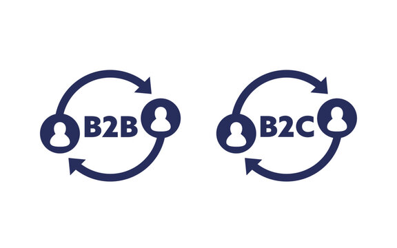 b2b and b2c icons on white