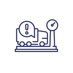 truck weight line icon with warning sign