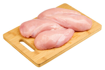 Raw chicken breast, fillet, isolated on white background, full depth of field