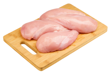 Raw chicken breast, fillet, isolated on white background, full depth of field