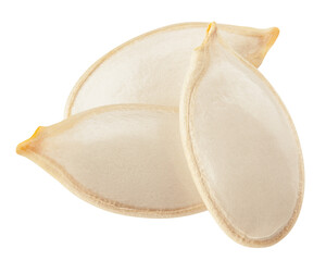 Pumpkin seed, isolated on white background, full depth of field