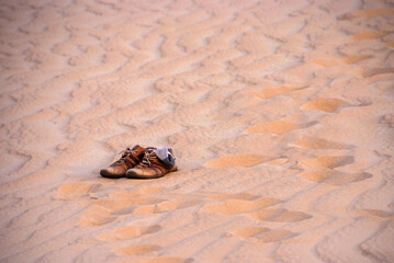Beautiful blue sky with wonderful cloud formations in the desert
