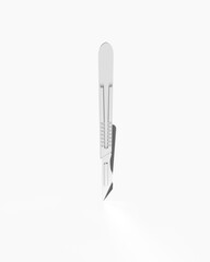 Scalpel Blade Surgical Instrument Balanced Vertical Surgery Precision Stainless Steal Equipment Specialized Medical Cutting Health Care White Background 3d illustration render digital rendering