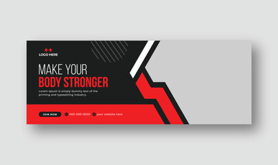 Fitness Gym or sports web banner, Facebook Instagram cover social media posts template