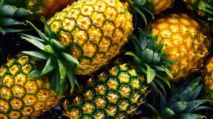 fresh pineapples seamless background generative AI
