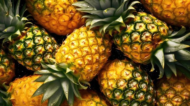 fresh pineapples seamless background generative AI