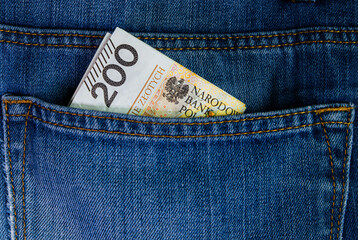 money in jeans pocket
