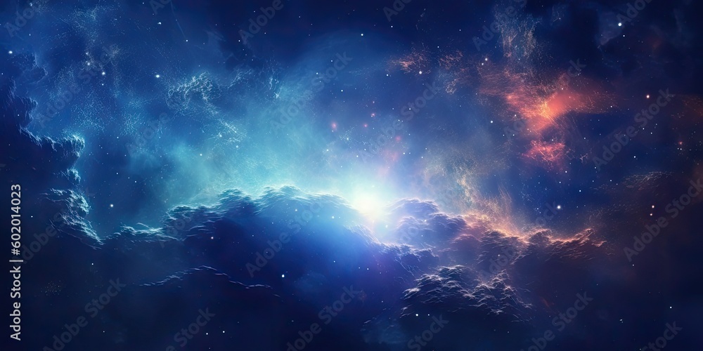 Poster blue space background with light and pattern. abstract art concept wallpaper. generative ai illustra