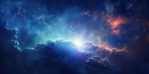 Fototapeta premium Blue Space Background with Light and Pattern. Abstract Art Concept Wallpaper. Generative AI illustrations.