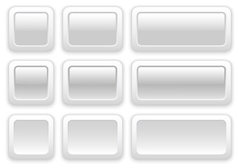 White and gray rectangular buttons with rounded edges set