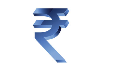 Indian rupee icon blue. 3D style vector format symbol. Rupee currency emblem blue glossy and glass style design. Price icon. Indian new currency symbol. 