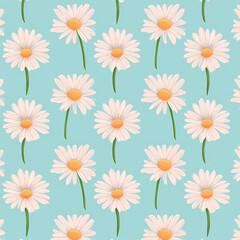 Daisy Flowers Pattern Wallpaper, Generative AI