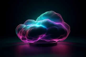 Abstract cloud neon paint. Generate Ai