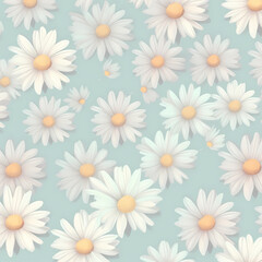 Daisy Flowers Pattern Wallpaper, Generative AI