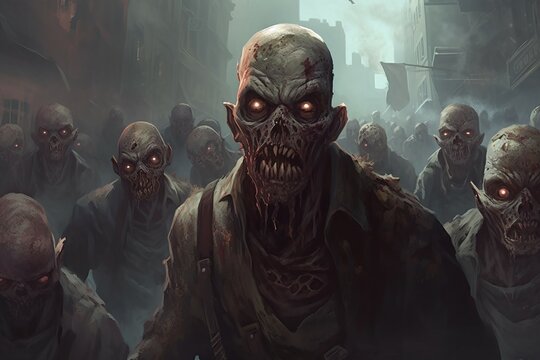 Apocalypse zombie scene. Generate Ai