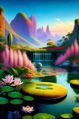 lotus pond with lotus flower