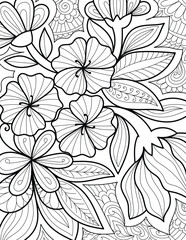 Obraz premium Decorative floral detailed mehndi design style coloring book page illustration 