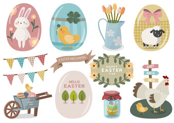 Happy Easter sticker set , ハッピーイースターステッカーセッ,PNG