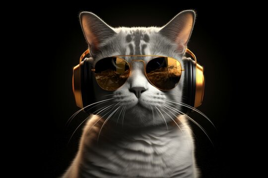 Cat dj headphones. Generate Ai