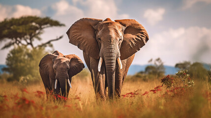 Elephants walking on a dirt road