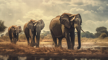 Elephants walking on a dirt road