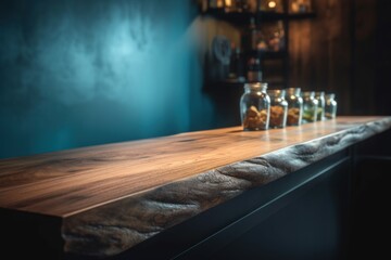 Empty wooden bar counter. Generate Ai