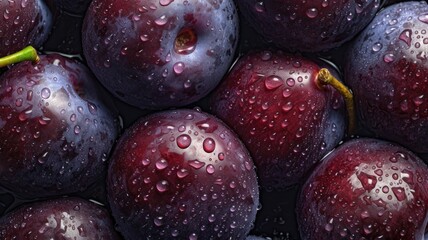 fresh plums seamless background generative AI 4