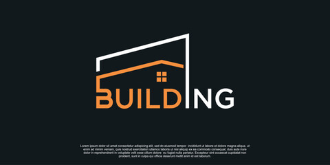 Building logo desing idea with unique style