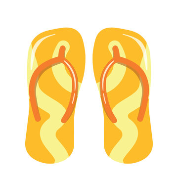 Yellow Flip Flop Sandals Icon Clipart for Beach Summer Doodle Vector Illustration