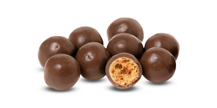 chocolate balls isolated on white