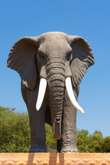 African elephant sculpture in the valley of the waves, Sun city. South Africa. Close Up, Color,...