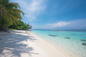 Naklejka na ściany i meble Maldives ocean sand beach. Generate Ai