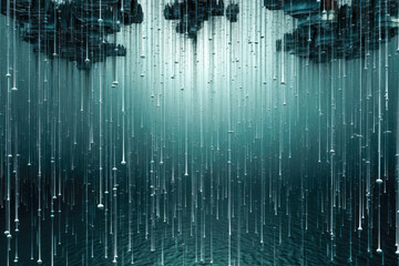 Naklejka na ściany i meble modern raindrops pattern background, surreal dreamlike landscape, generative ai