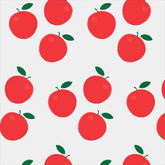 Seamless pattern with apples. Apples and leaves on a white background. Vector illustration.	