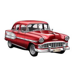 Obraz na płótnie Canvas red car from Havana, on transparent Background, PNG, Generative AI