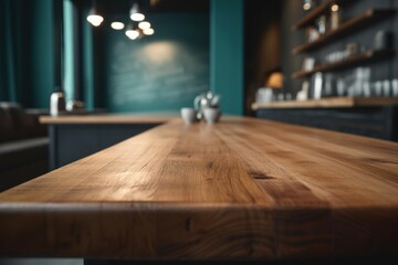 Wood new table restaurant. Generate Ai