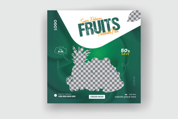 Fresh Fruits delivery social media banner Instagram post