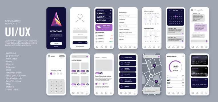 UI UX template with colorful logo and corporate branding