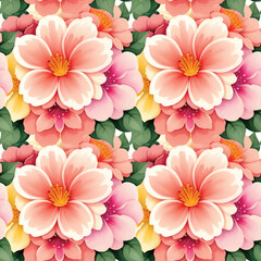 Obraz premium Floral shape watercolor seamless pattern.