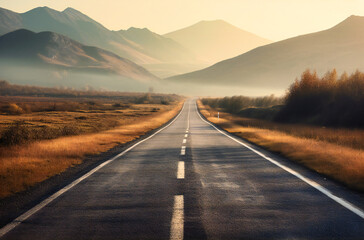 Fototapeta premium empty road with mountains in the background