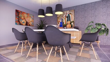 Modern Comfort: A Dining Area with a Cozy and Inviting Atmosphere