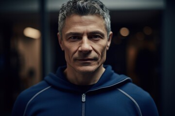 Obraz premium Portrait of handsome middle aged man in sportswear looking at camera