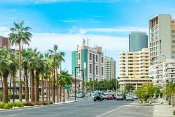 Fototapeta na wymiar Jeddah downtown central district street, Saudi Arabia