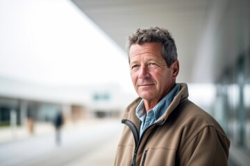 Portrait of a senior man in the corridor of a modern building