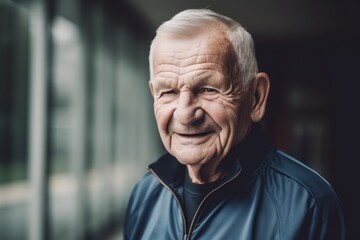 Portrait of an elderly man in sportswear in the city