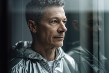 Portrait of a senior man standing in front of the window.