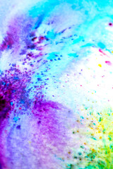 Fototapeta na wymiar Vibrant Paint Powder and Splashes in Watercolour Painting Exploding Colour Rainbows