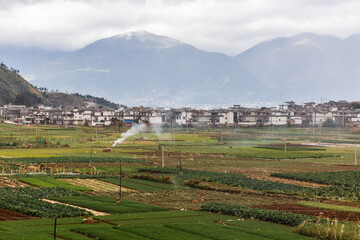 Fototapeta na wymiar Fields near Kanglang town, Yunnan province, China