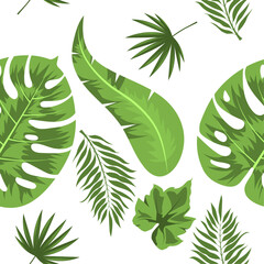 tropical leaves vector seamless pattern